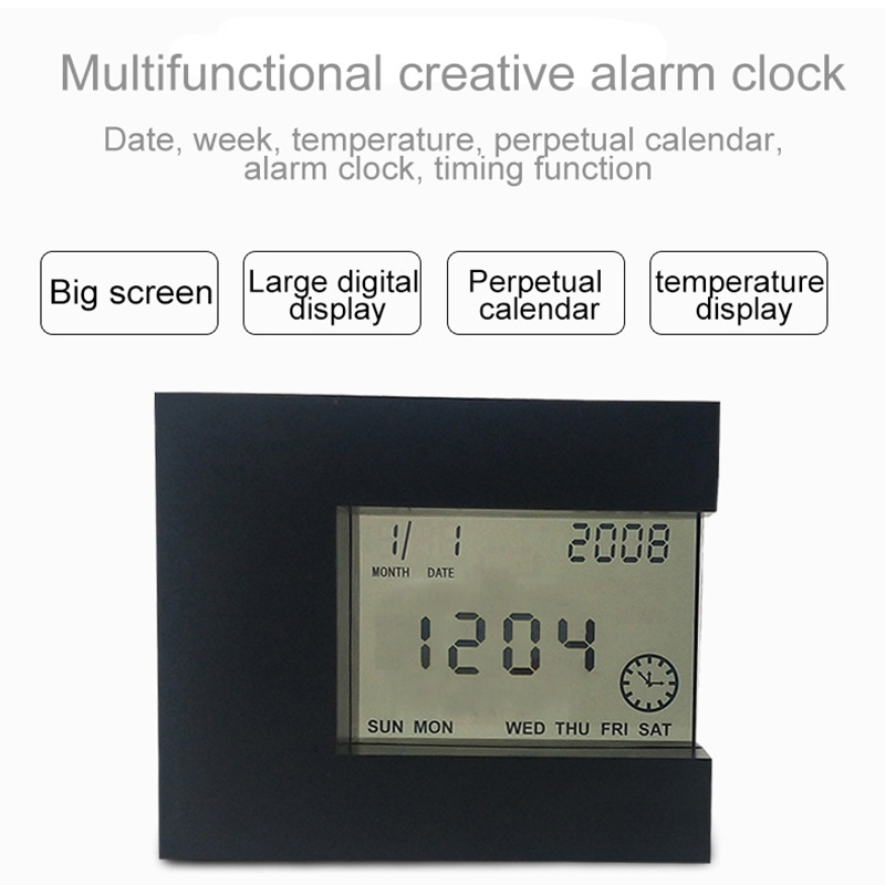 360 Degree Overturn LED Digital Alarm Clock Temperature Thermometer Desk Time Date Display Calendar Timer Table Led Clock