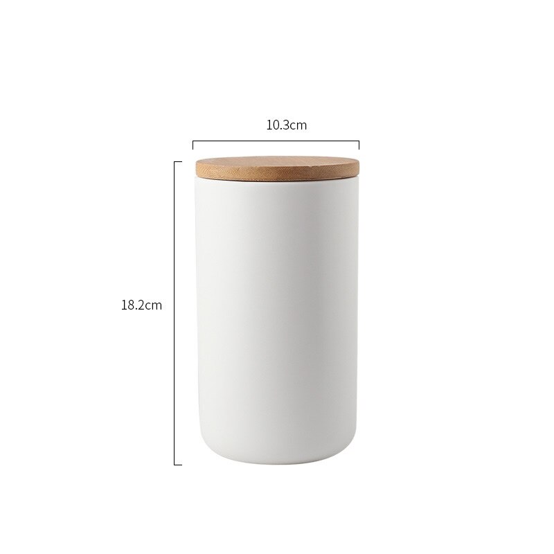 Nordisk stil keramisk lagringsflaskeburk til krydder tre lokk bokser kjøkken kaffe te godteri stokk bokser bokser: Hvit 1000ml