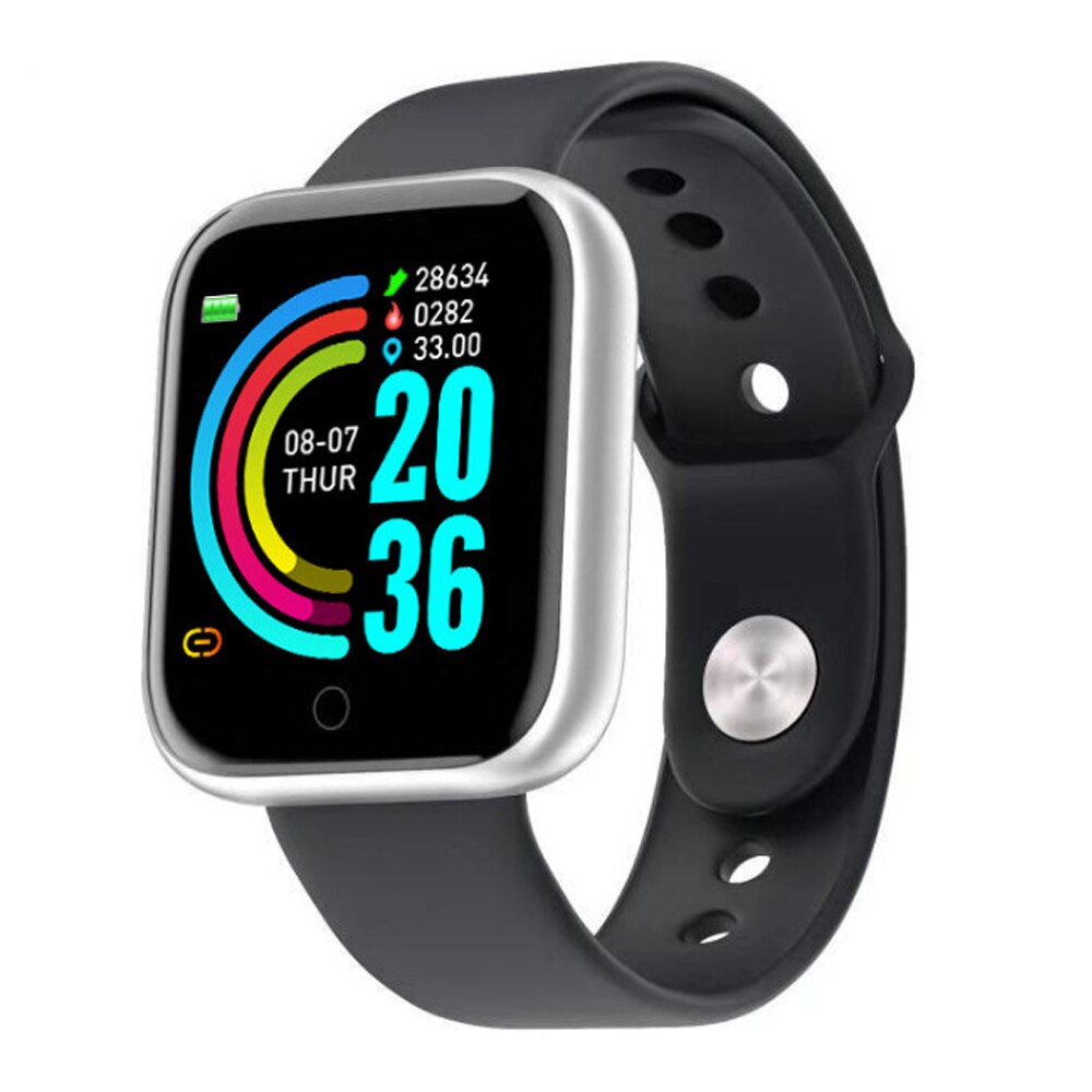 D20 Profi Clever Uhr Y68 Bluetooth Fitness Tracker Sport Uhr Herz Bewertung Monitor Blutdruck Clever Armbinde für Android IOS: Silber-