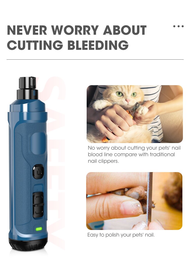 Yiokii Stille Hondennagelslijpmachine – Pro Groom Draadloos, USB-oplaadbaar, 480 Min. Gebruikstijd, <40 DB, Met Verwisselbare Slijpschijf, Voor Honden En Katten