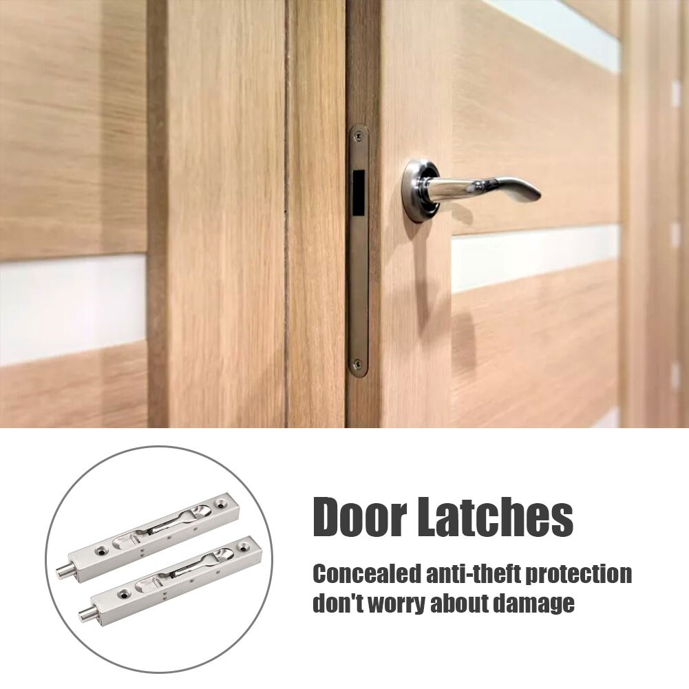 Pestillo de puerta de acero inoxidable para mejorar el hogar, Perno deslizante duradero y resistente, antirrobo oculto, cepillado con tornillos