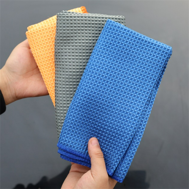 Toalla para lavado de coches, limpieza de vidrio, secado de agua, toallita de microfibra para limpieza de ventanas, tejido de gofres para cocina, baño, hogar y oficina