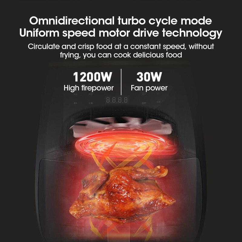 4,5 L 1200W Digital Luft Friteuse Ofen Oilless Herde Startseite Intelligente LED berühren Bildschirm mit 10 Kochen Funktionen Elektrische heißer Friteuse