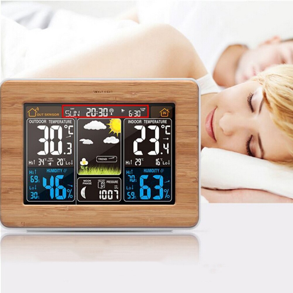 Draadloze Weerstation Wekker Thermometer Kalender Met Outdoor Sensor Home Smart Klok Met Weersverwachting Huishouden