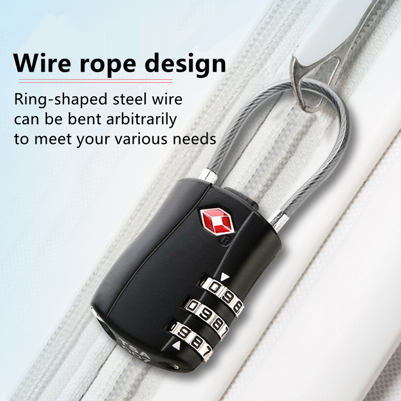3 Digits TSA Steel Wire Lock Combination Padlock Customs Code Lock Anti-theft Travel Abroad Luggage Bag Suitcase Trolley Case