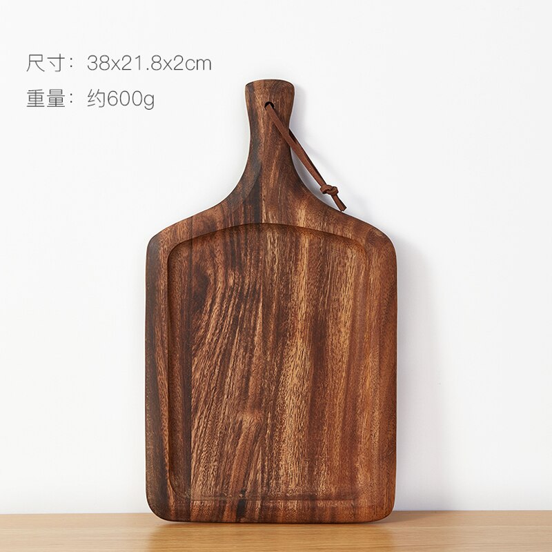 Natural Acacia wood lacquer-free wax-free solid wood home pizza plate tray wooden chopping board: Square pizza plate