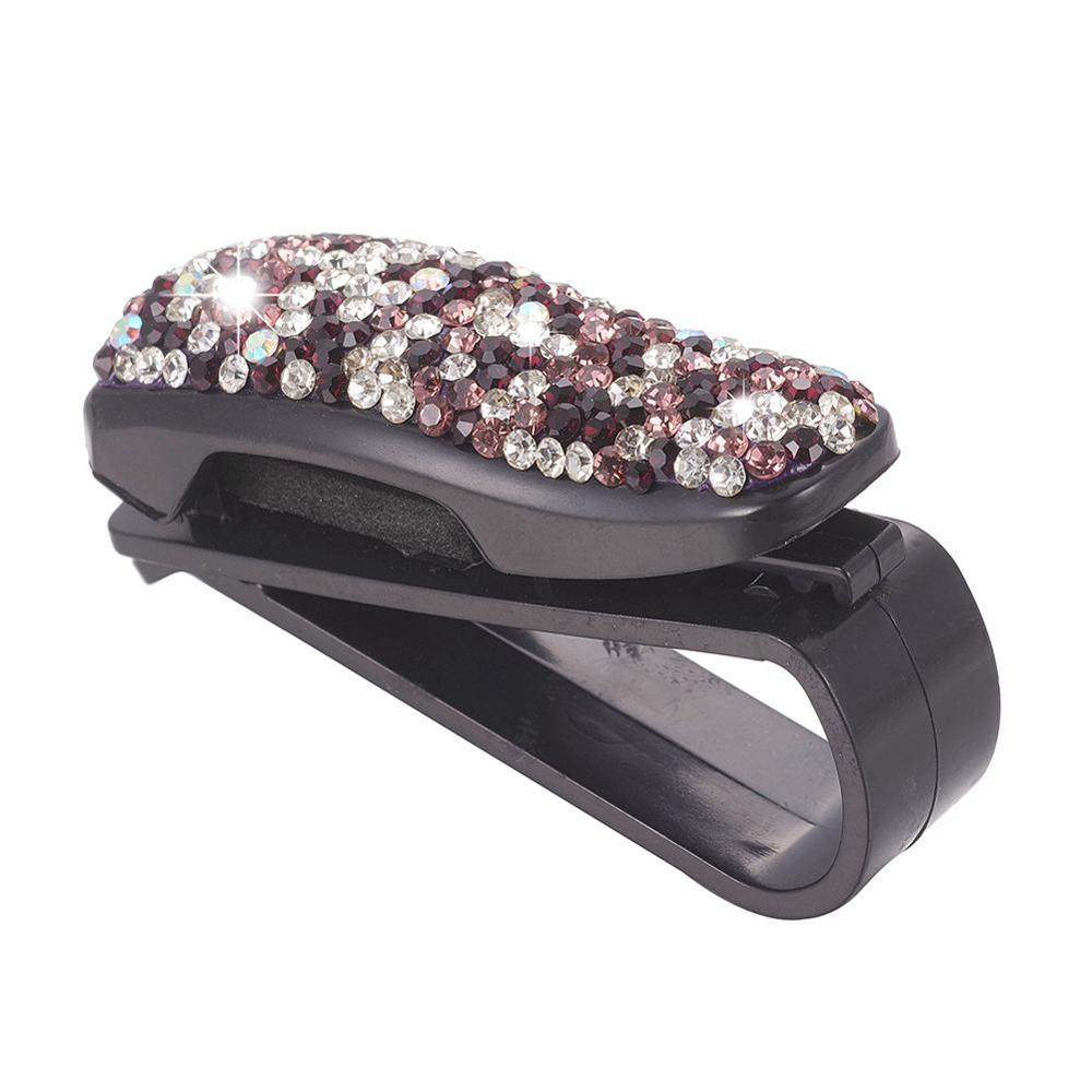 Glimmende auto zonneklep bril zonnebril houder organizer ticket clips abs auto brillenkokers: Paars 