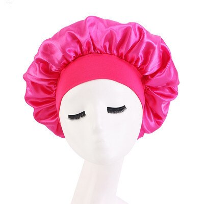 Chapeau de nuit en Satin pour femmes et hommes, Bonnet de nuit unisexe en soie, Turban de douche: Type 2-Pink