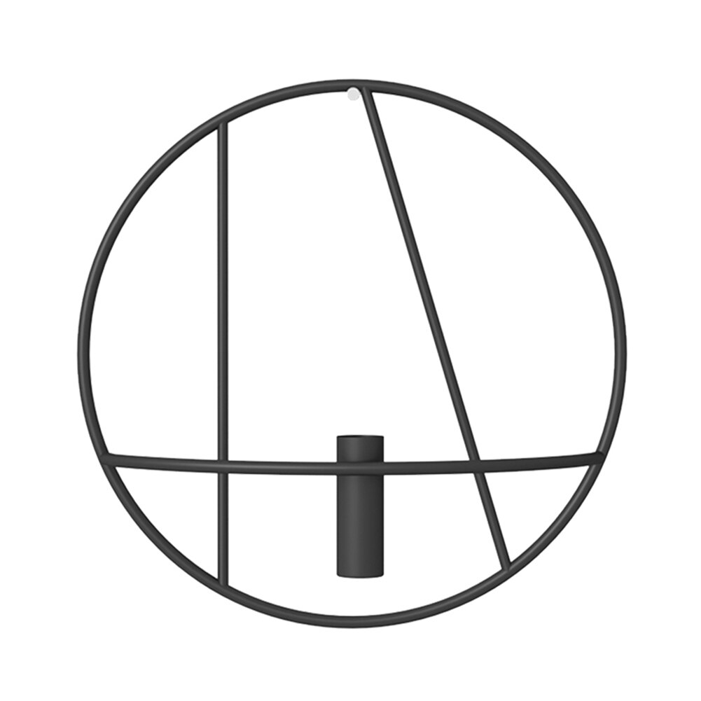 Metal Geometric Candlestick Modern Art 3D Circle Metal Candle Holder Wall Hanging Flower Vas for Home Bedroom Decoration Crafts: Black A