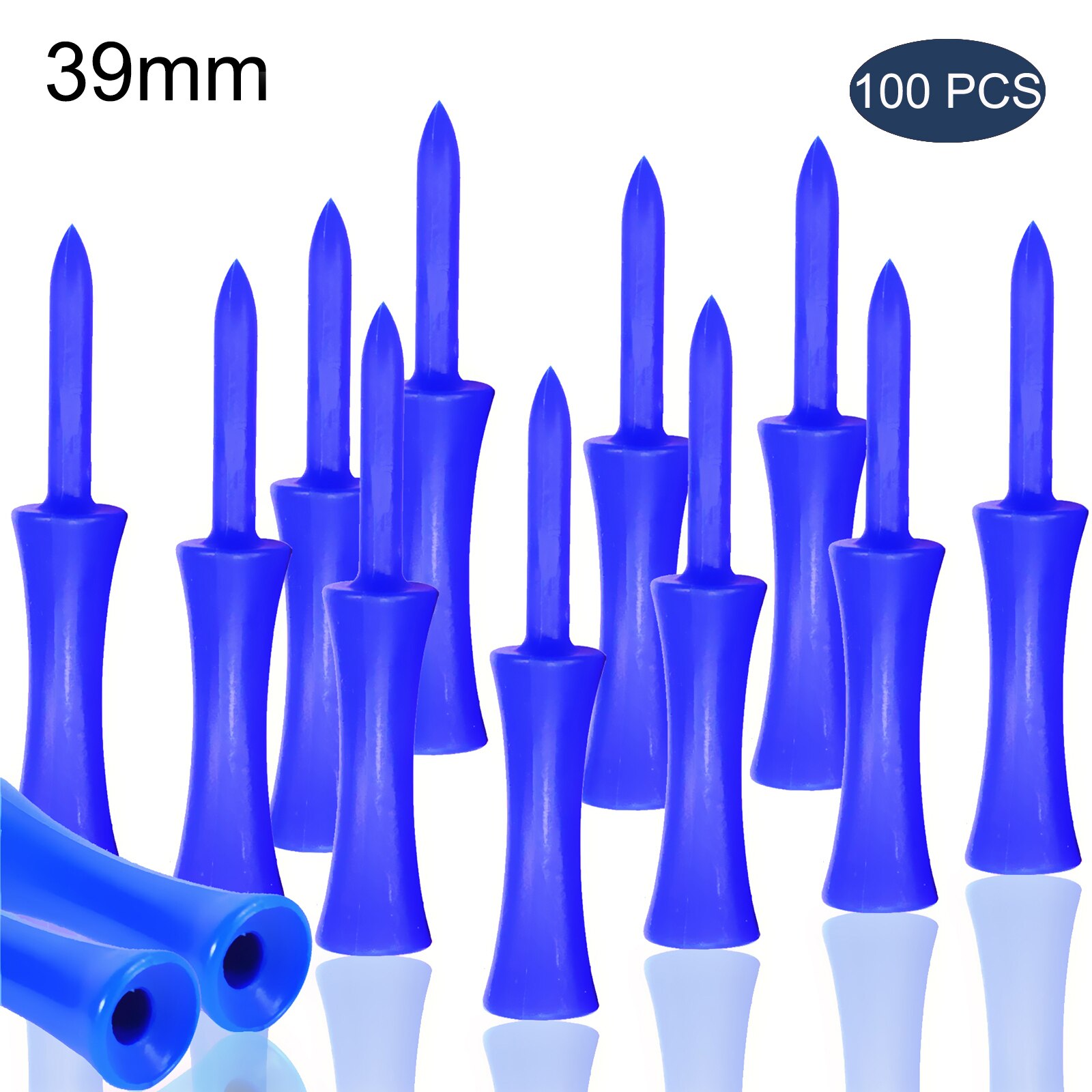100 Pcs Training Golf Tees Plastic for Driver 32mm 39mm 45mm 51mm 58mm 70mm Long Castle Tee Unbreakable Tool: Blue 39mm 100Pcs