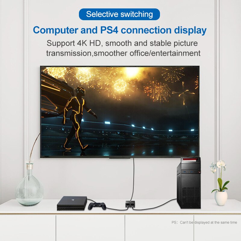 OULLX HDMI Splitter 4K Schalter KVM Bi-Richtung 1x 2/2x1 Adapter HDMI Umschalter 2 in 1 heraus für PS5/4/3 XBox TV Kasten Computer Monitor