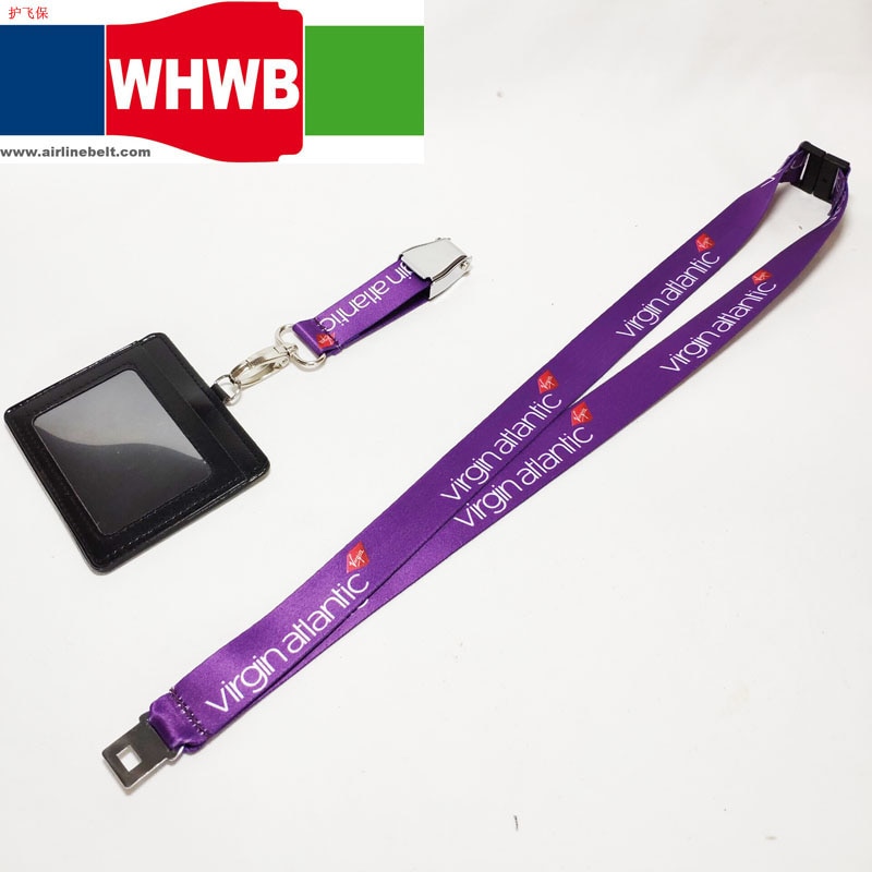 Virgin atlantic airways flygplan bälte spänne lanyard id badge kortfodral hållare pilot flygbesättning företag kontor telefon remmar