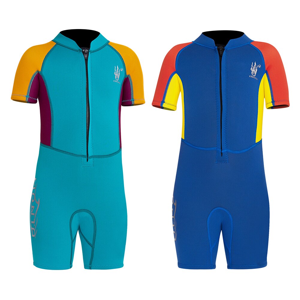 Kids 2.5Mm Kleurrijke Neopreen Korte Kwallen Zwemkleding Wetsuit Surfen Scuba Kwallen Duikpak Snorkelen Zwemmen