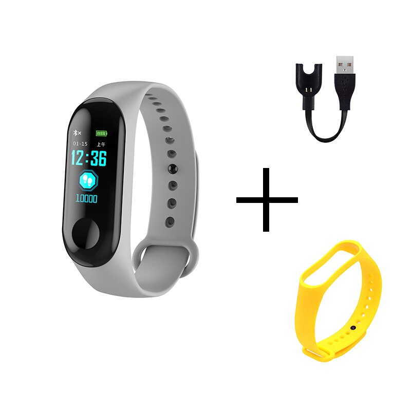 M3 Color Screen Men's Smartband Heart Rate Blood Pressure Mode Sleep Monitoring Multiple Reminders IOS Android Smart Watch: G yellow