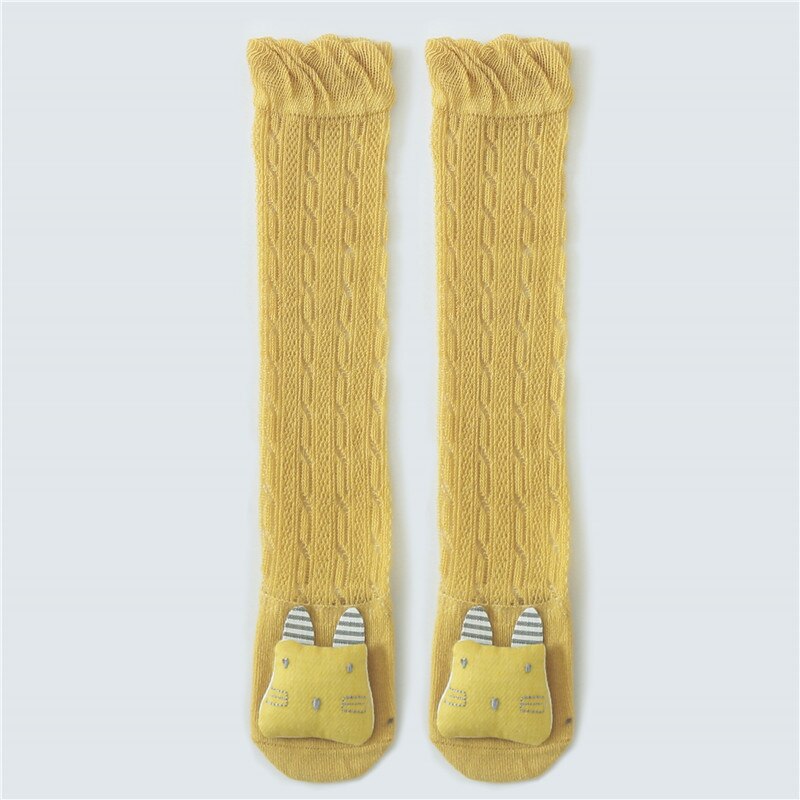 Baby Strakke Bodysuits Floor Jongen Meisje Kinderen Kinderen Zomer Ademend Anti Slip Peuter Slipper Hoge Knie Kous Baby Mesh: YELLOW / 1 to 3 Year