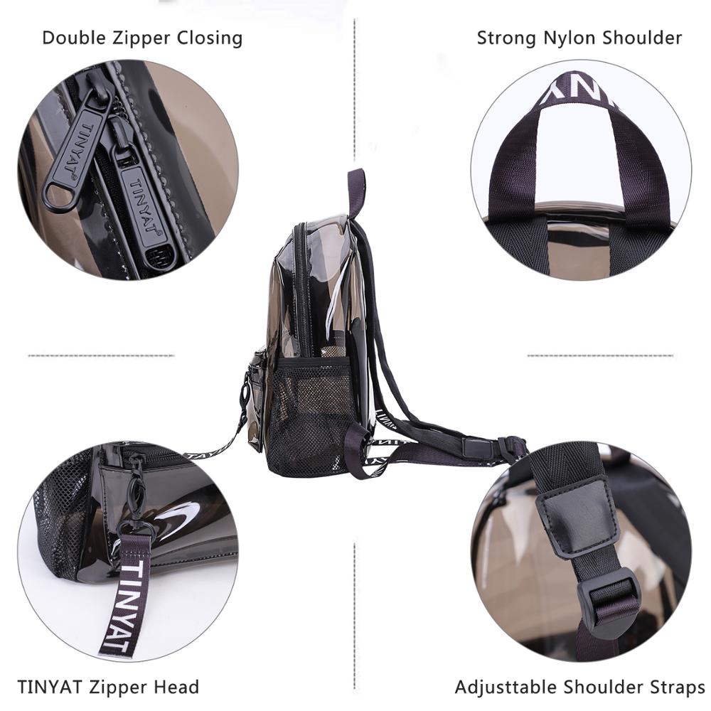 TINTAT-Mochila de PVC transparente para mujer, morral escolar de viaje, bolsa para niñas