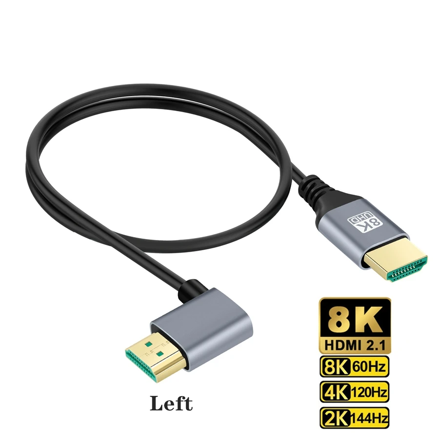 Cable Micro Mini HDMI a HDMI, compatible con ángulo de 90 grados, 8K, 5K, 2,1 V, para TV, PC, cámara Digital, tableta, Mini Cable Hdmi a Hdmi: Azul / 2 m