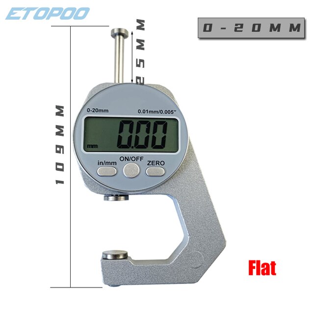 Digital Display Thickness Gauge Zinc Alloy Electronic LCD Micrometer Metric Imperial Wall Thickness Measurement Tools 0-10/20mm