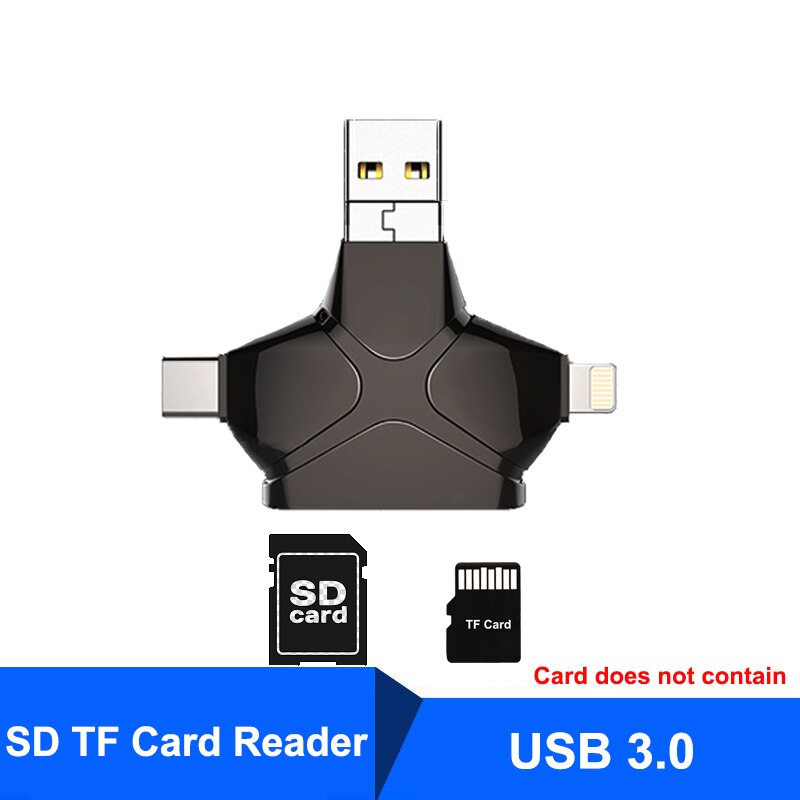 Ingelon czytnik kart SD mikrokarta adapter metal USB 3.0 microsdhc/sdxc robić czytnika kart xqd adapter usb robić przejściówka robić złącza Błyskawica: R016-4in1-Metal-Read