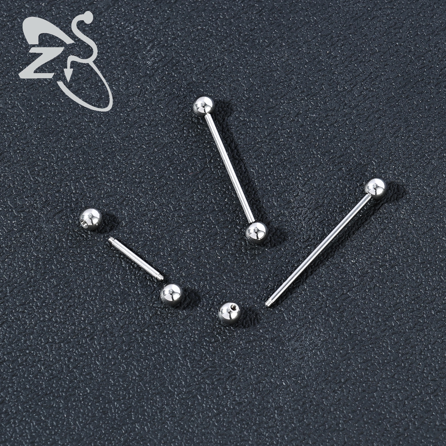 ZS 1 pieza 14G/16G Acero inoxidable largo Industrial Piercing barra cartílago pendiente Piercing 12/14/16/18/20/24/28/32/40/45/48/60mm