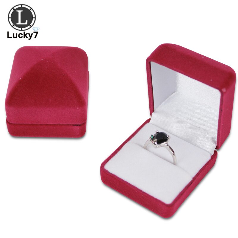 Fluwelen Ring Box 9 Kleur Ruit Case Engagement Bruiloft Sieraden Dozen Houder Voor Lover: Pink and white