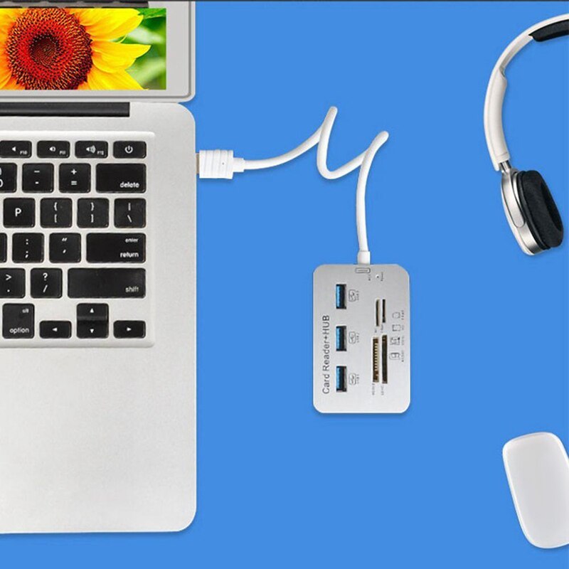 USB HUB Memory Card Reader USB 3.0 Combo HUB Multi-In-1 High Speed USB Splitter with MS M2 TF for Computer PC Laptop