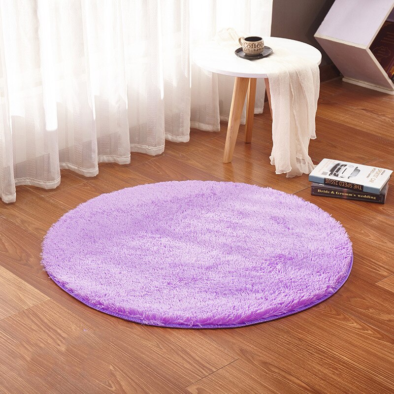 Super Soft Round Carpet Mat Fluffy Rugs Anti-Skid Shaggy Area Rugs Livingroom Bedroom Carpets Home