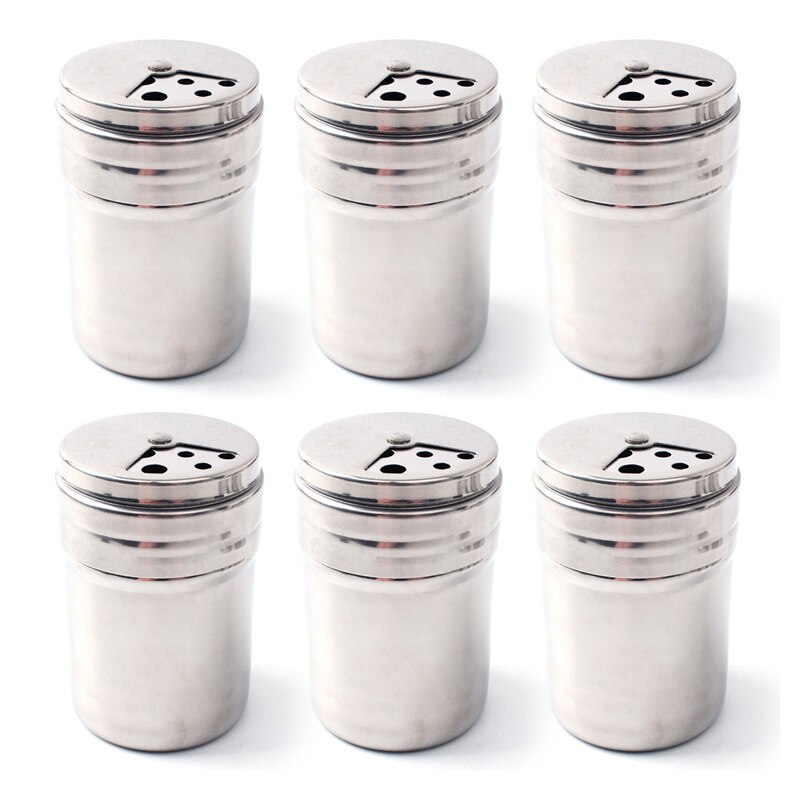 Baffect 6 Stks/zak Bbq Spice Kruiderij Flessen Camping Kruidkruik Kruiden Fles Roestvrij Staal Outdoor Servies Barbecue Gereedschap: 6pcs