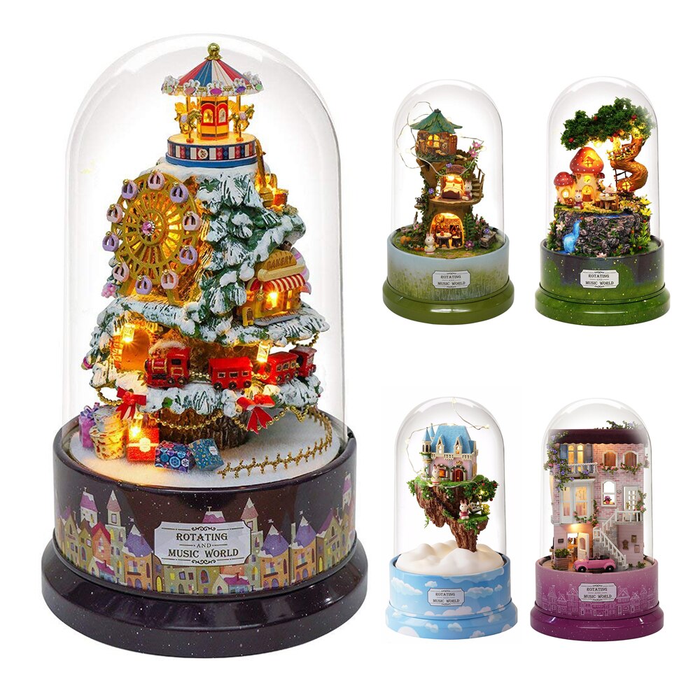 Vintage Zodiac Muziekdoos, 12 sterrenbeelden muziekdoos met roterende godin fonkelende led-lichtjes, muziekdoos, cadeau voor verjaardag, Kerstmis, Valentijnsdag (Waterman