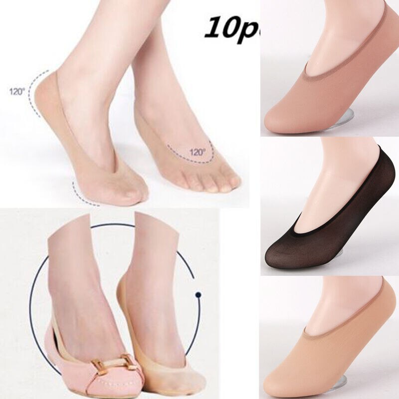 Calcetines invisibles con forro de zapatos para mujer, medias finas de bailarina, 10 pares,