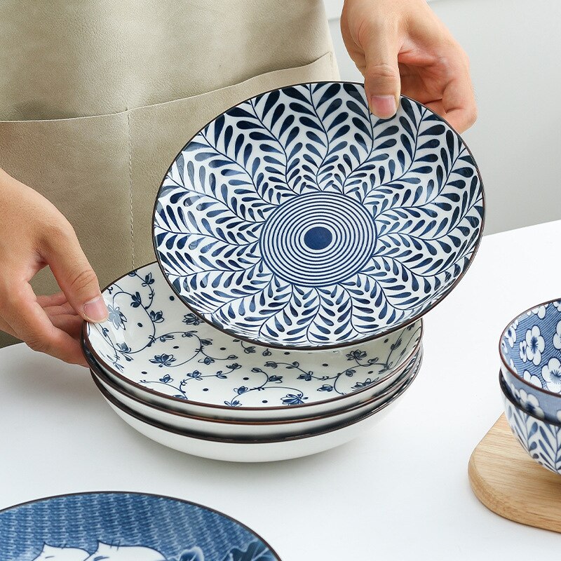 Plates Set Ceramic Tableware Dish Deep Dish Home Dinnerware Retro Dinner Plates And Dishes Chinese Style Porcelain Dinner Sets