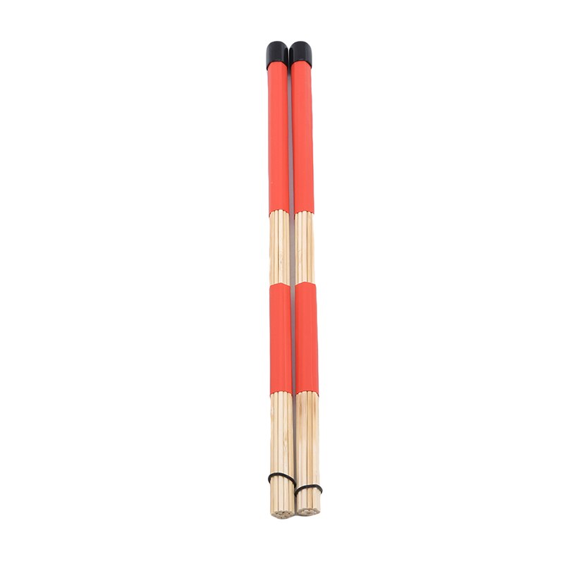 1 Paar Professionele Bamboe Land Jazz Ballad Percussie Drum Borstels Bundle Drum Sticks Met Rubberen Handvat 40Cm 5 Kleuren: red