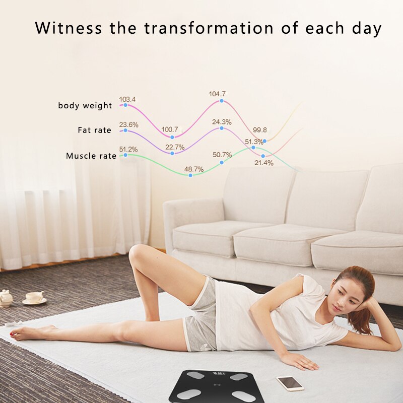 Bluetooth Electronic Scale Body Fat Scale Weight Scales Weighing For Body Digital Weight Scales Toughened Glass LCD Display