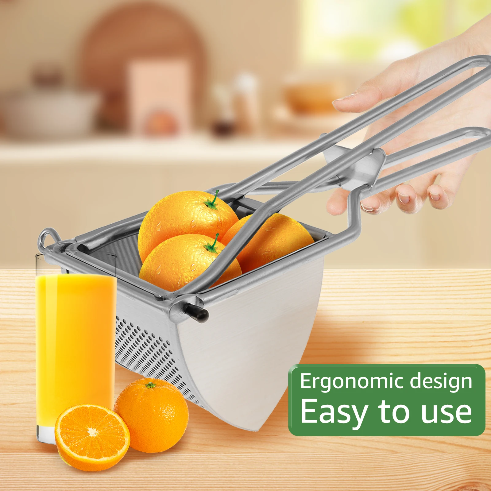 Citroenpers, roestvrijstalen handpers voor citroenen, citrus, sinaasappelen en andere fruit Arbeidsbesparende keuken, handmatige sapcentrifuge