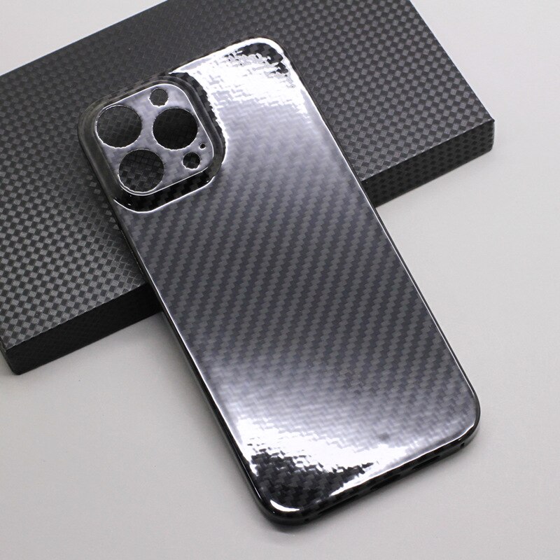 Amstar Glossy Black Carbon Telefoon Case Voor Iphone 13 Pro Max Luxe Business -Proof Aramid Fiber Iphone 13 Pro Cover: iPhone 13