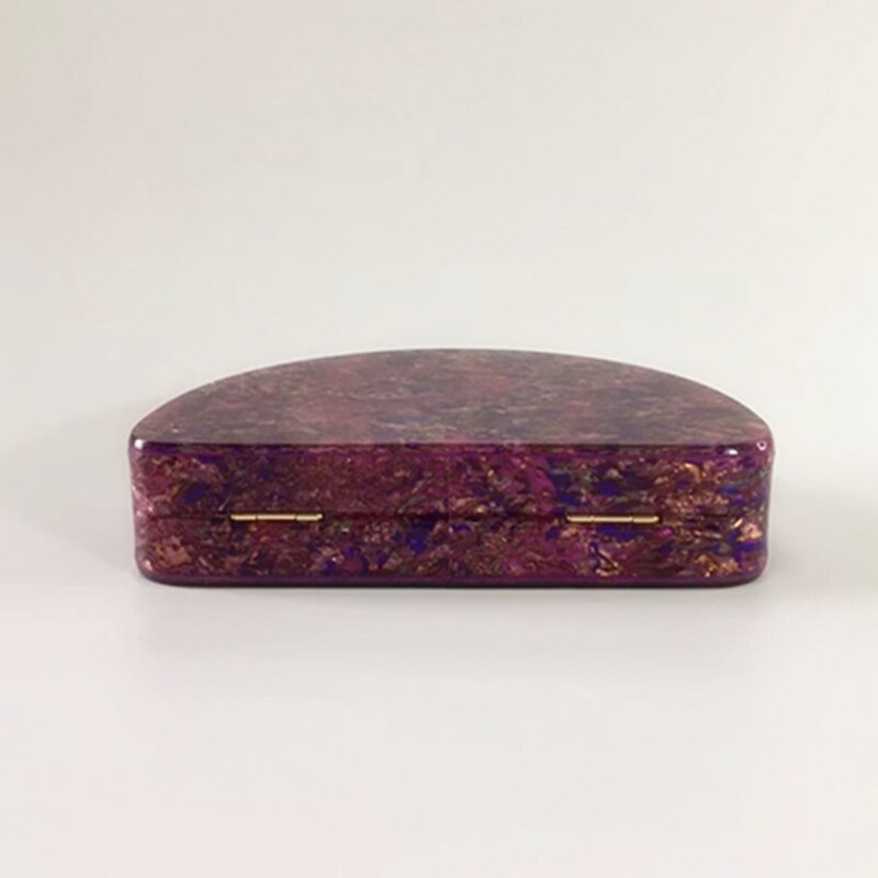 Hardbox halvcirkel akryl kvällsväskor dam skal clutch handväska färgglad fest bal messenger bag vintage handväskor