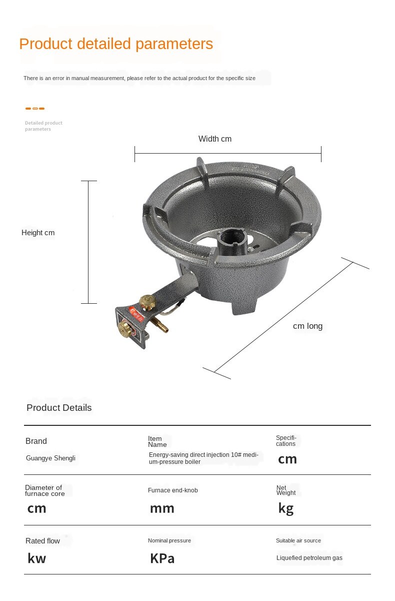 Energiebesparende Directe Injectie 10, Medium Druk Oven Gas Energiebesparende Fornuis Gasfornuis.