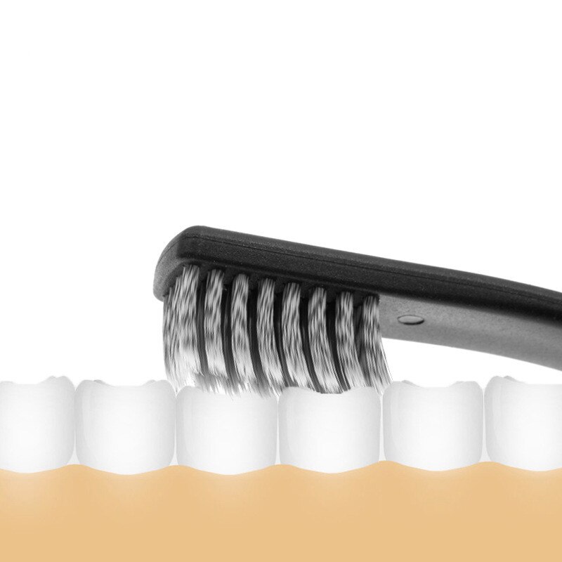 Brosse à dents en spirale en charbon de bambou, outil à dent avec Carton noir et blanc, pour adulte, poils souples,