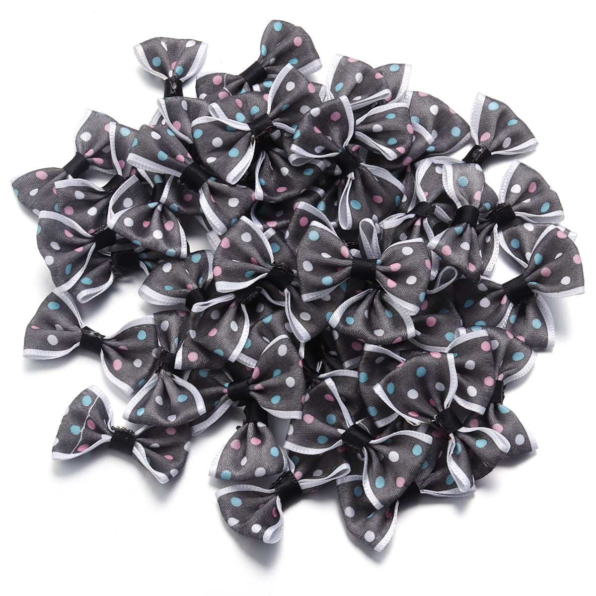 Lazos de cinta de poliéster con puntos ondulados, lazos coloridos para manualidades de costura, a mano, accesorios para el cabello, 2,7x3,7 cm, 30 unidades por lote: Dorado