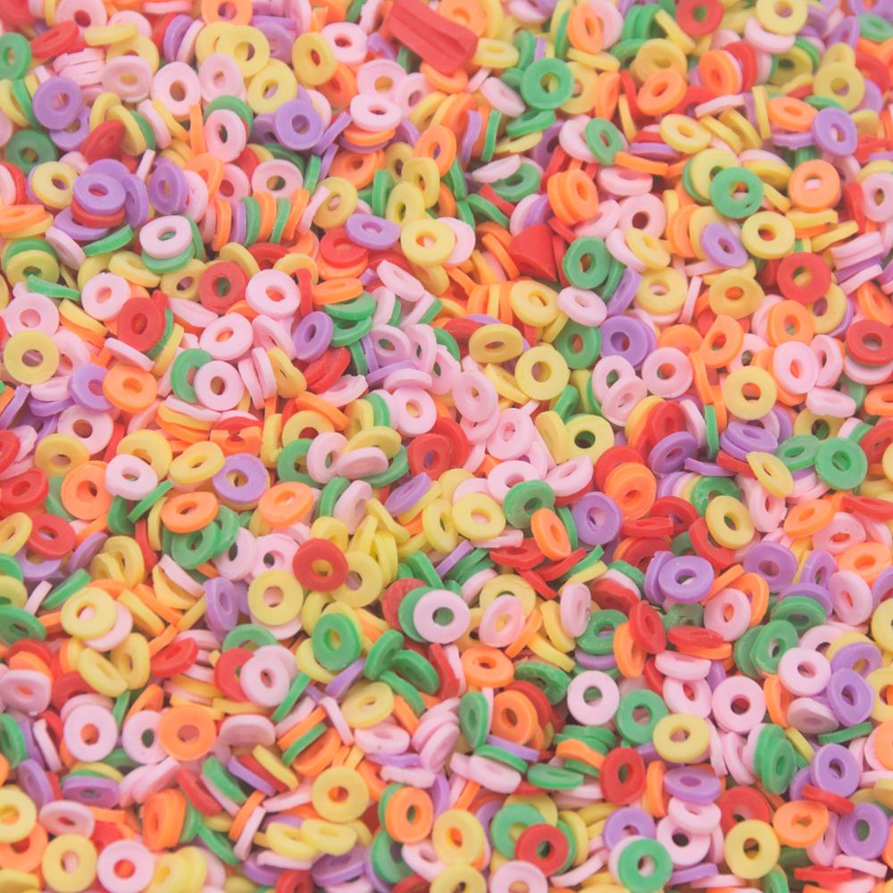 Hollow Round Dot Circle Shape Polymer Clay Slices Colorful Sprinkles for Slimes Filling HandCraft Acrylic Epoxy Resin Filler: 7 mix 65gram