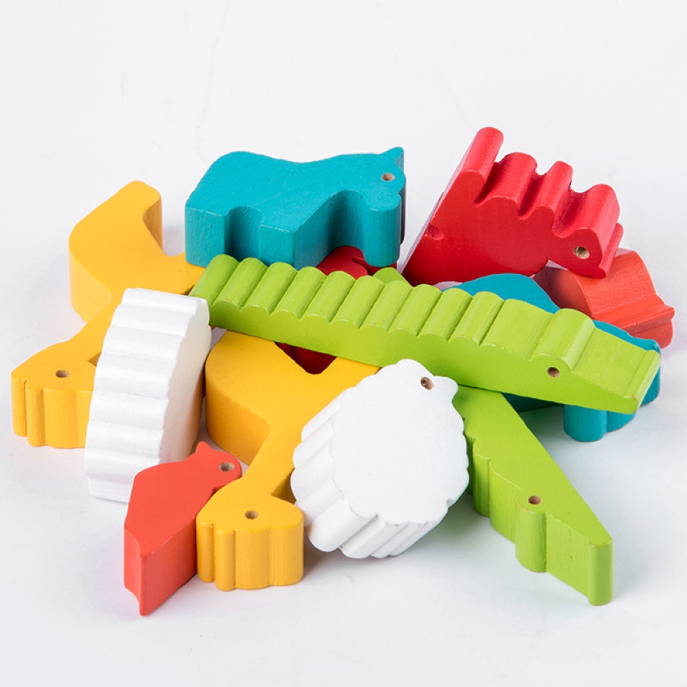 Giocattolo educativo precoce del gioco di impilamento dell&#39;altalena della barca dell&#39;equilibrio dei blocchi di animali di legno dei bambini