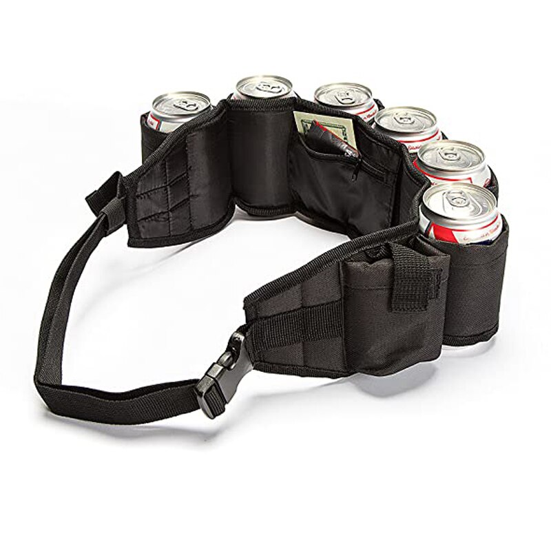 Bier Riem Tough Geïsoleerde Houder Voor 6 Koude Beers Verstelbare Taille Riem Met Gesp Verborgen Rits Cool Party Game night