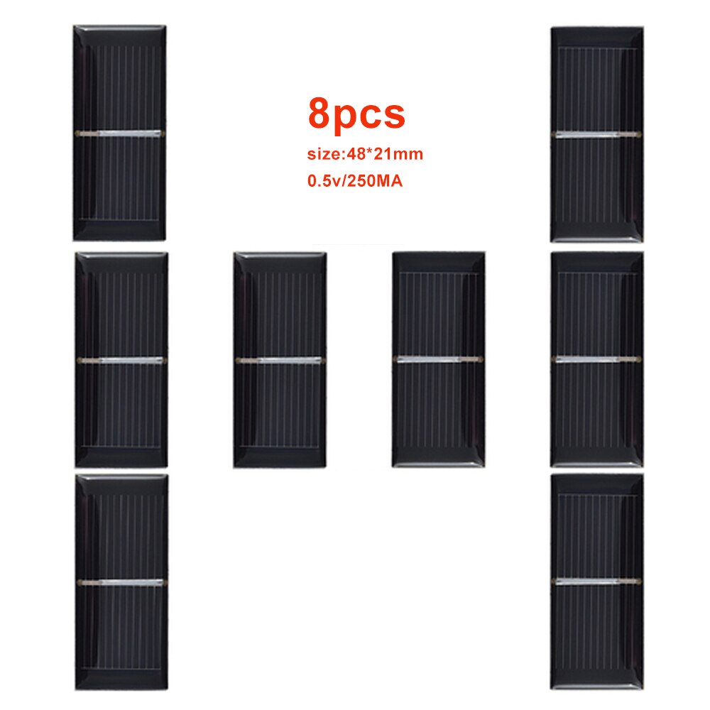 1W/2/4/6/8/50/100 Uds Panel Solar placa solar 5V portátil Mini celda solar DIY módulo monocristalino batería cargadores de teléfono de la ciencia: 8pcs