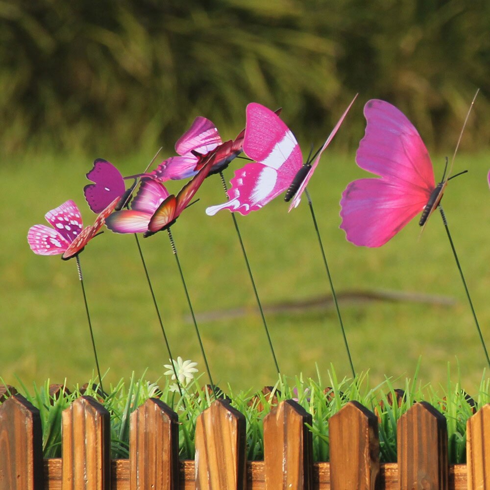 12 teile/paket auf Stöcke Garten Ornament 3D Rasen Handwerk Ich bin Freien SchöNe Hof Künstliche Blumentopf Rasen Dekoration Lebensechte Insekten