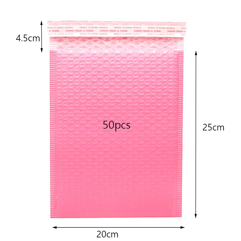 50pcs Express Packing Bag Bubble Envelope Pink Mail Envelope Lined Polymail Bag Self-sealing Book and Magazine Packing Bag: 20x25cm