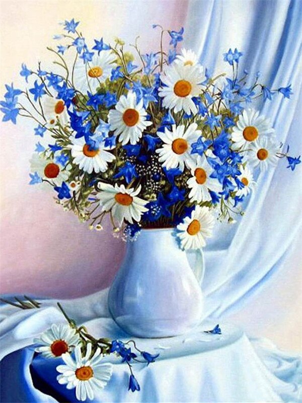 AZQSD 40x50cm Oil Painting By Numbers Flowers Pictures Paint By Number Canvas Vase Kits Painting For Living Room Home Decor