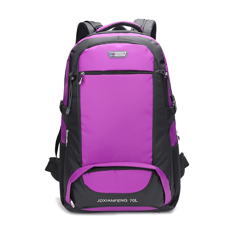 Outdoor Camping Mountaineering Travel Bag Men's Thickened Nylon Waterproof Luggage Bag Sports Bag: Purple 