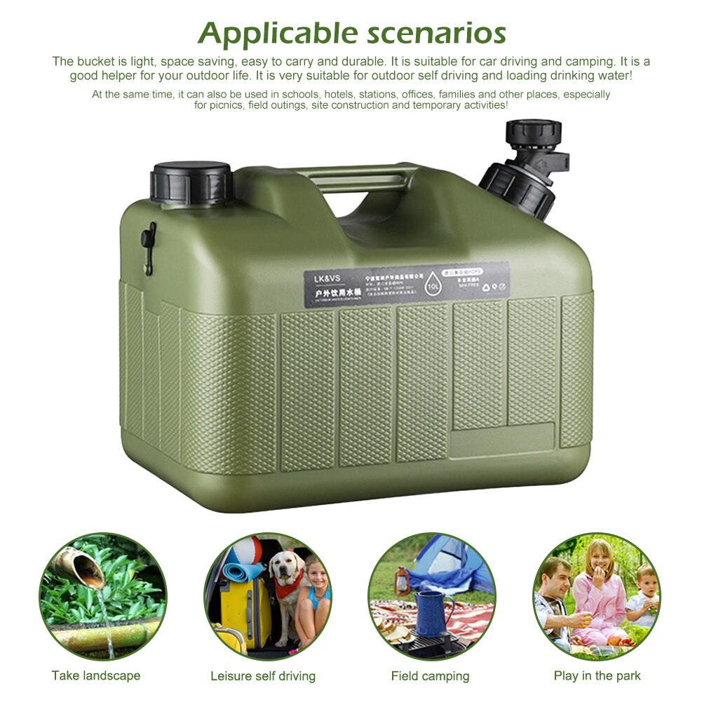 25L Outdoor Hiking Camp Water Bucket Portable Car Driving Water Tank Container Large-caliber Camping Water Canister With Faucet