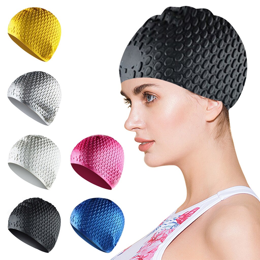 Silicone Waterproof Swimming Caps Protect Ears Long Hair Sports Swim Pool Hat Swimming Cap Free Size For Men & Women Adults #4