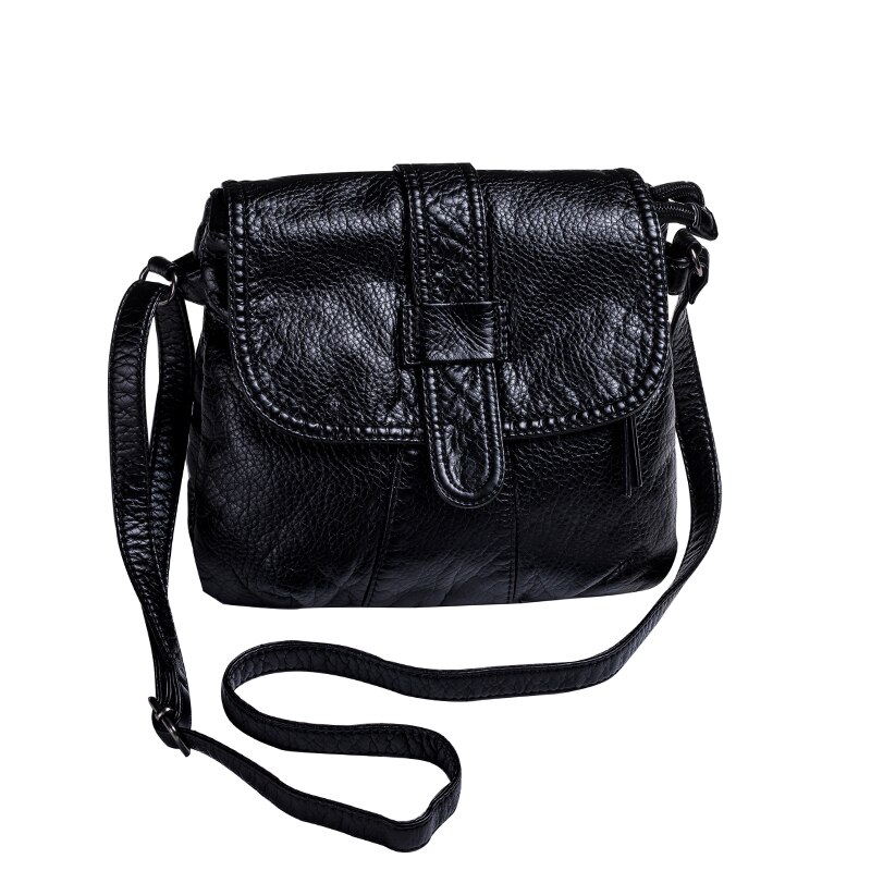 Zachte leren schoudertas voor dames, cross-shouldertas voor dames, tas voor dames, zwarte tas voor dames